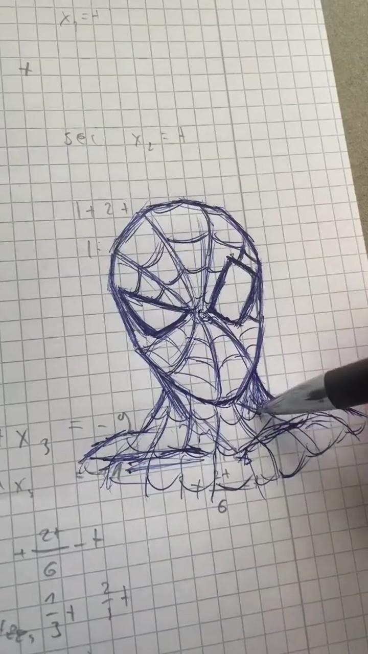 Easy spider-man drawing, art tutorial; head sketch art by  ednart. _