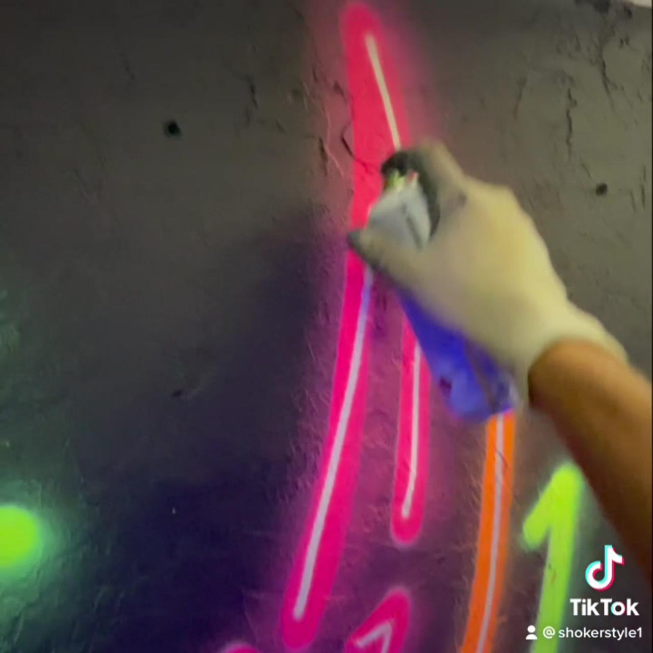 Fluorescent art mural wings photo zone selfie, miami shoker art1; wall mural poster