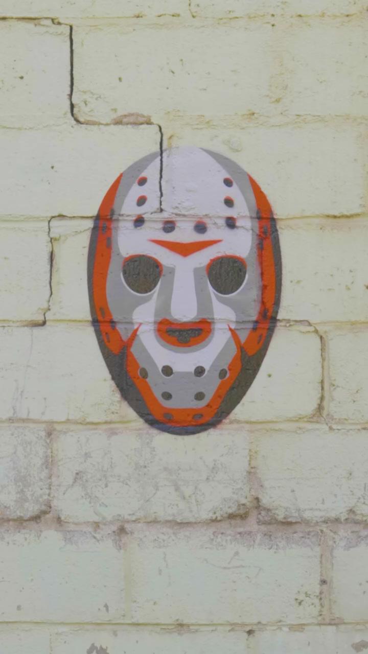 Friday the 13th jason mask layered stencil painting l stencil stop; cool stencils