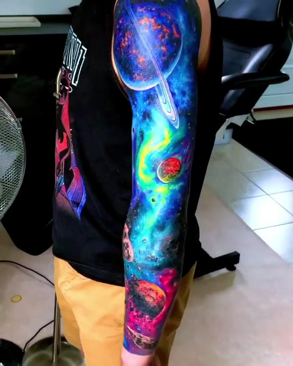 Galaxy tattoo sleeve, color tattoo sleeve | galaxy tattoo sleeve