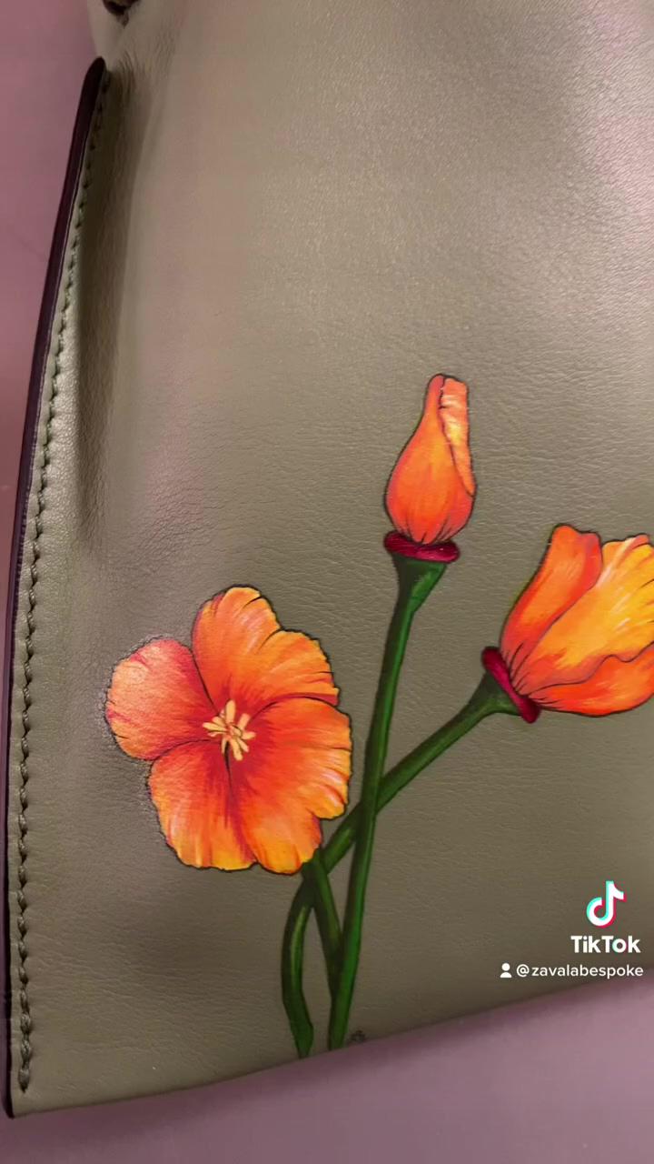 Hand painted loewe bag; leather purse diy