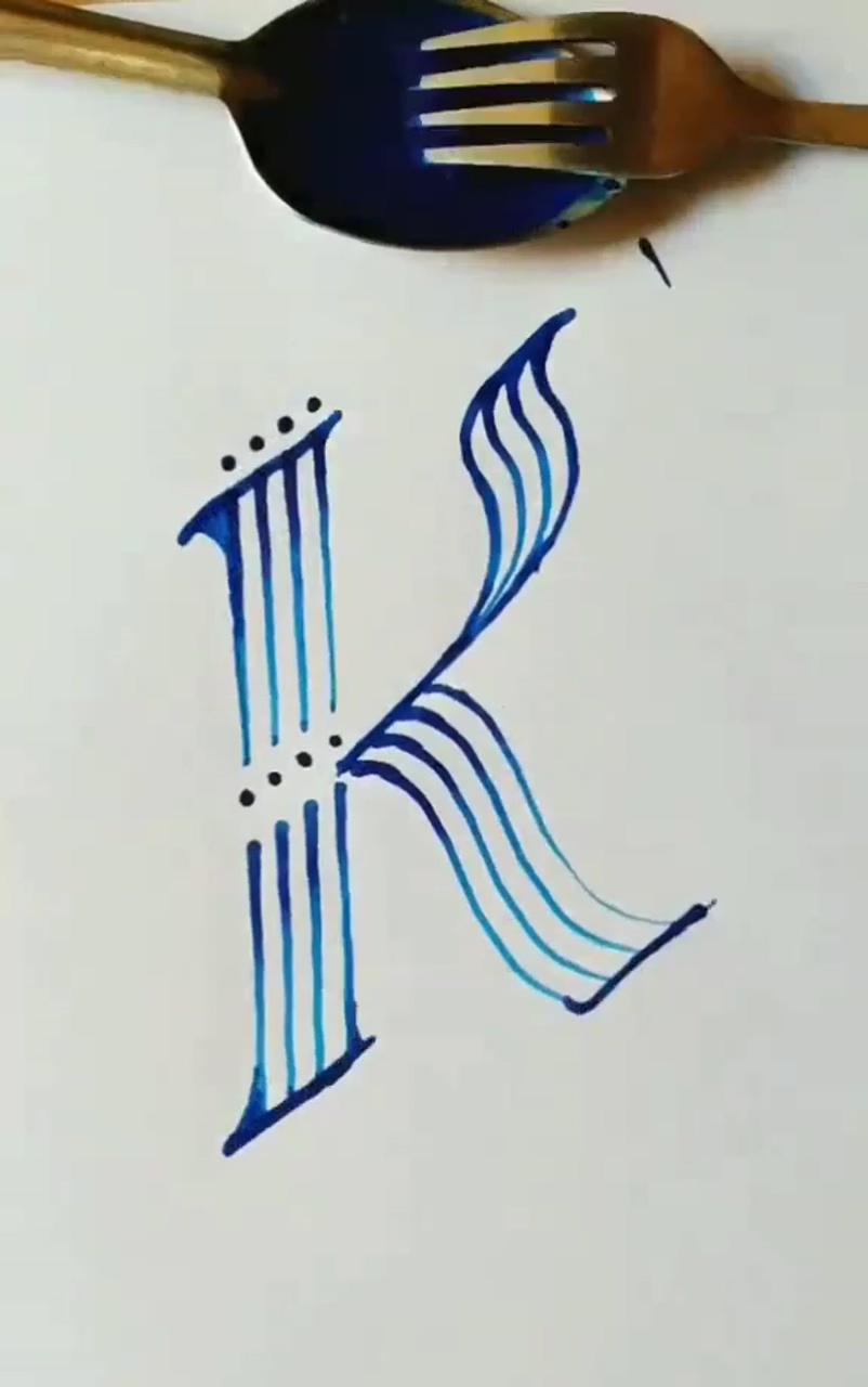 How to draw a k letter ; easy disney drawings