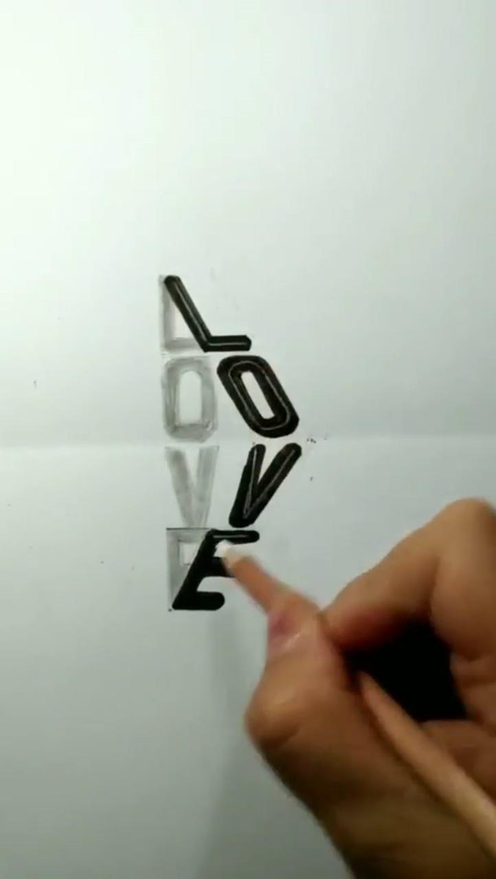 How to draw a stereoscopic love; 3d pencil drawings