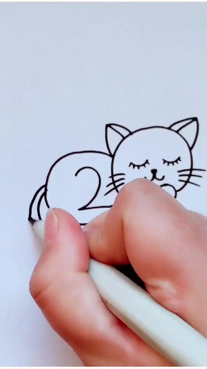 How to draw cat step by step ^aeur" for kids and beginners; easy art for kids