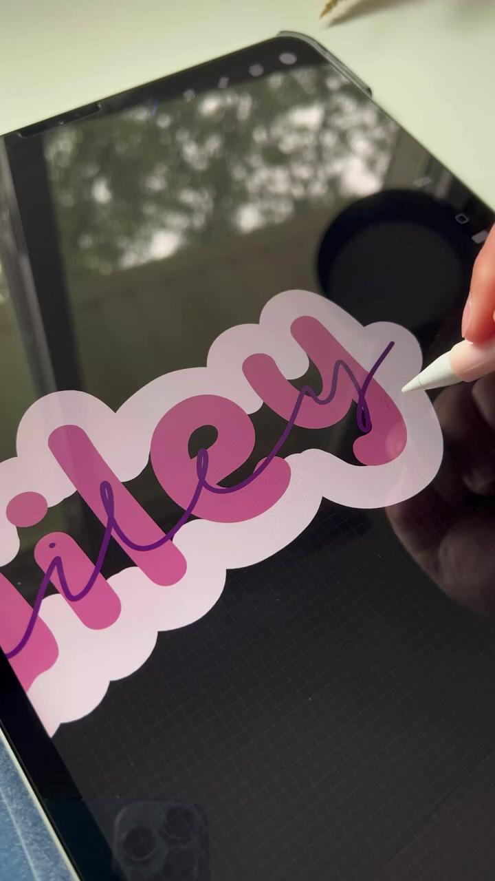 How to outline custom name sticker, diy craft, back to school ideas; procreate app tutorial