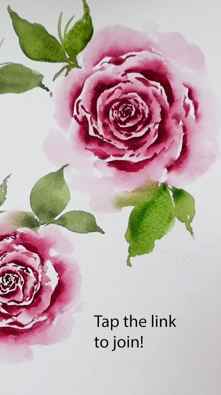 Learn how to paint easy loose watercolor roses for beginners, easy watercolor floral tutorial; watercolor flowers tutorial