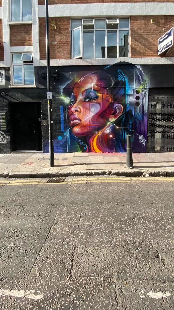 London graffiti artist mr. cenz futuristic brick lane street art mural; the street art scene in leicester