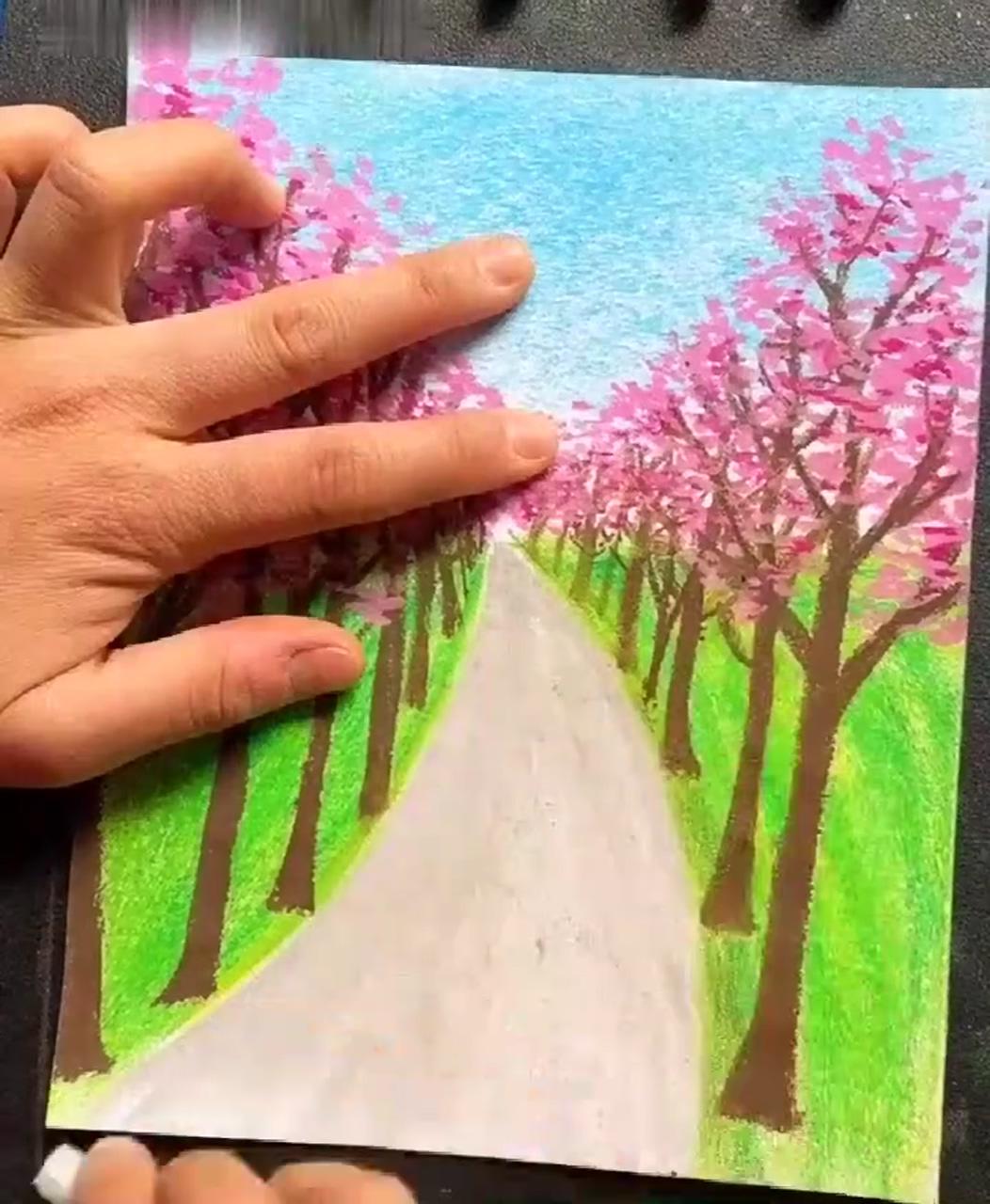 Make use of your crayons :-; nature art painting