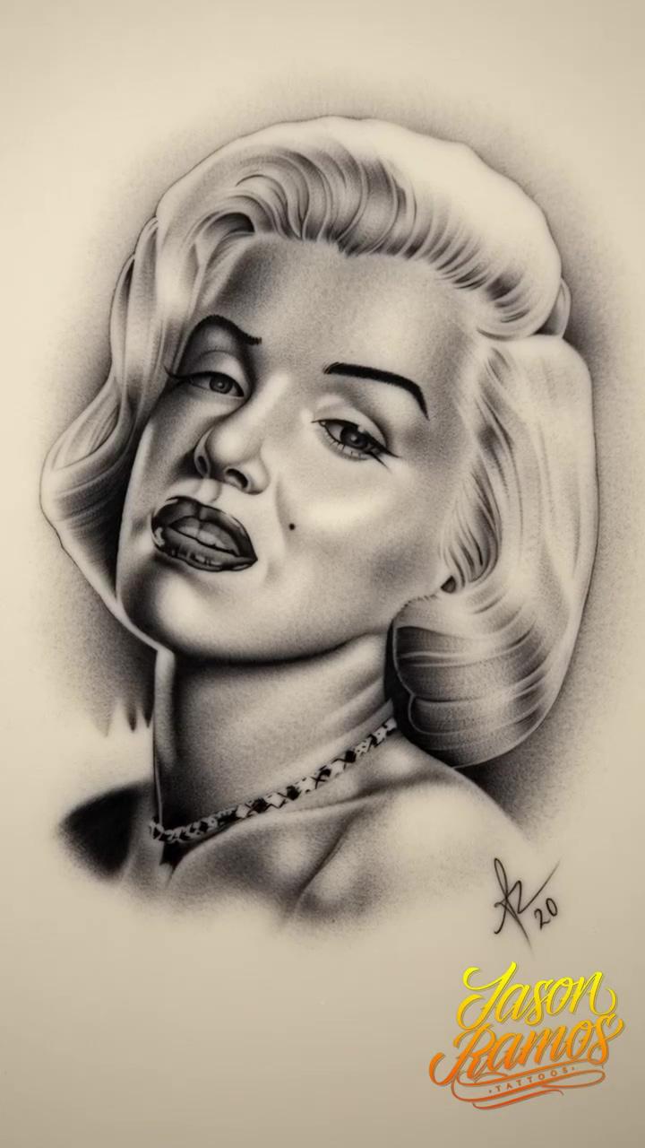 Marilyn monroe tattoo, tatuaje de marilyn monroe - jasonramostattoos; script tattoo
