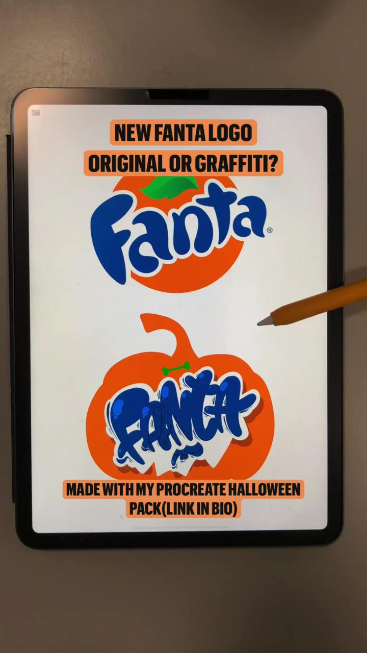 New fanta logo, graffiti or original link in bio for the procreate halloween pack; fun with emojis on your ipad