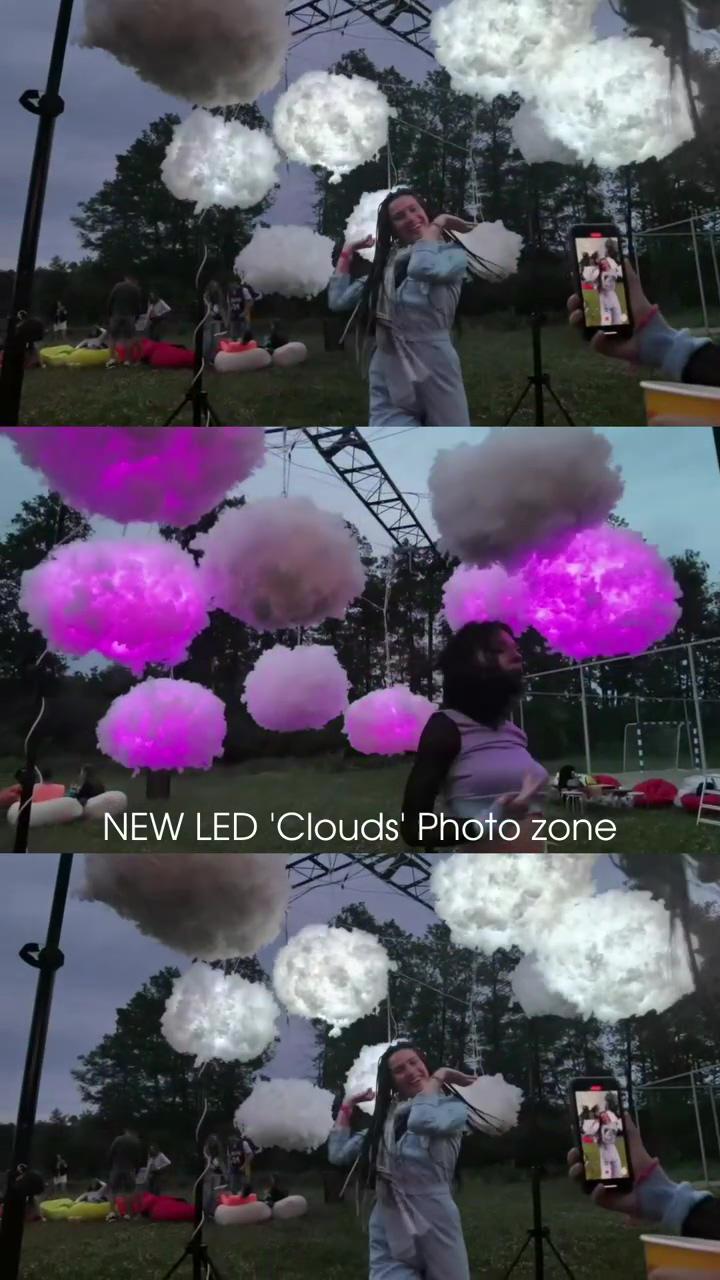 Photozone clouds, glowing clouds, diy clouds, led clouds; custom painted frames for a local bakery
