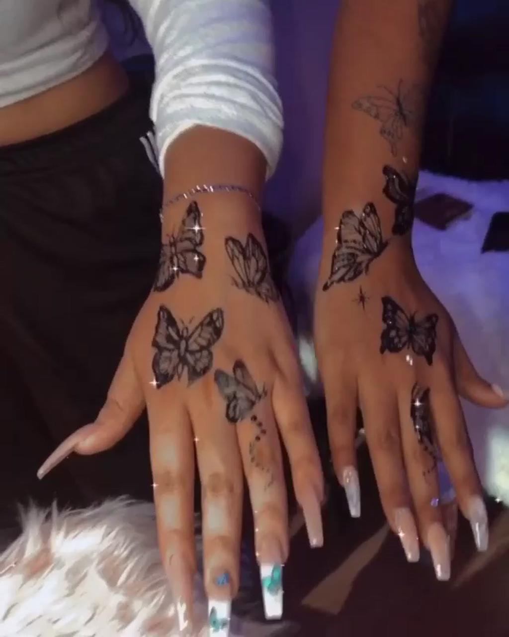 Pretty hand tattoos; hand tattoos for girls