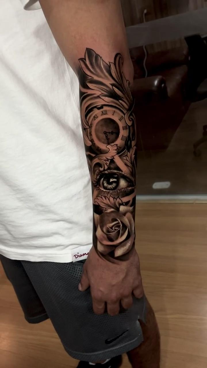 Realism made in our studio; aztec tattoos sleeve