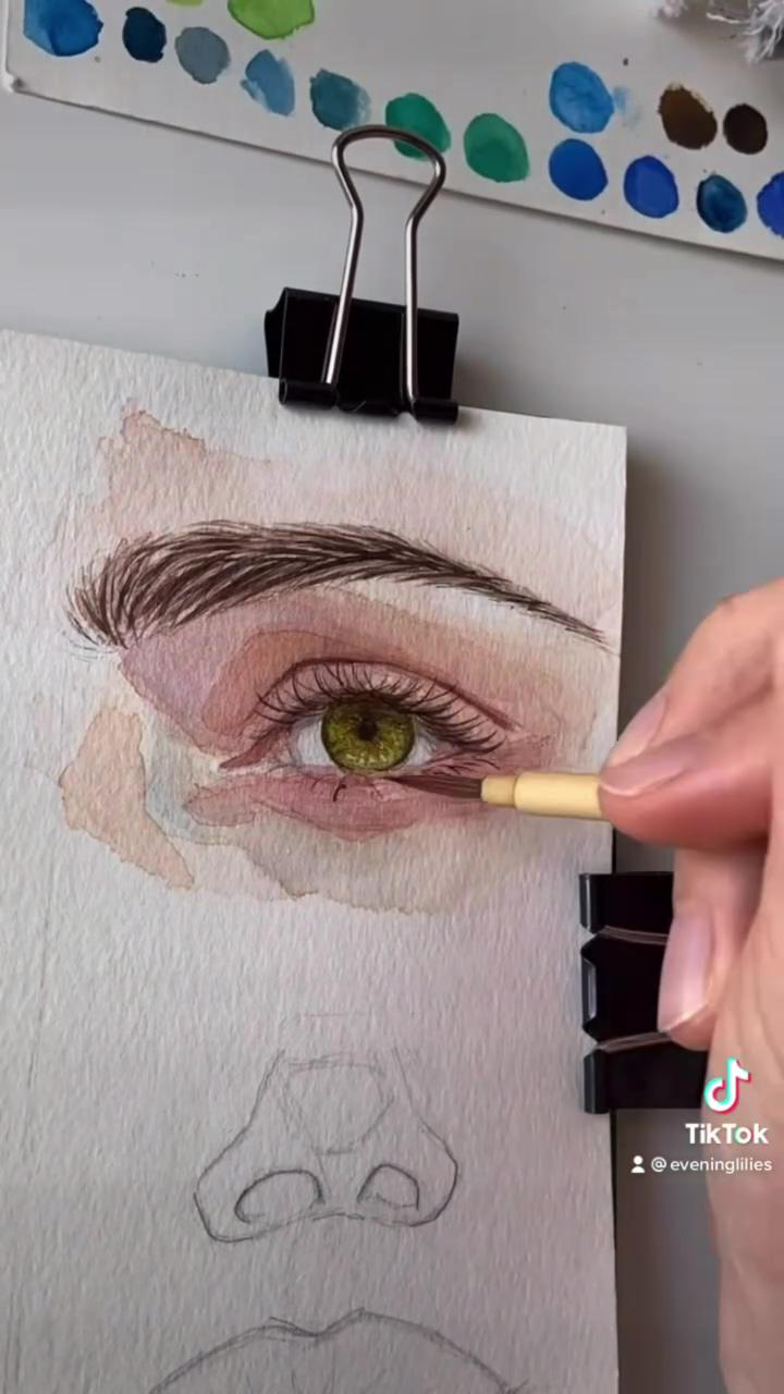 Realistic eye painting;  face sketch time lapse 
