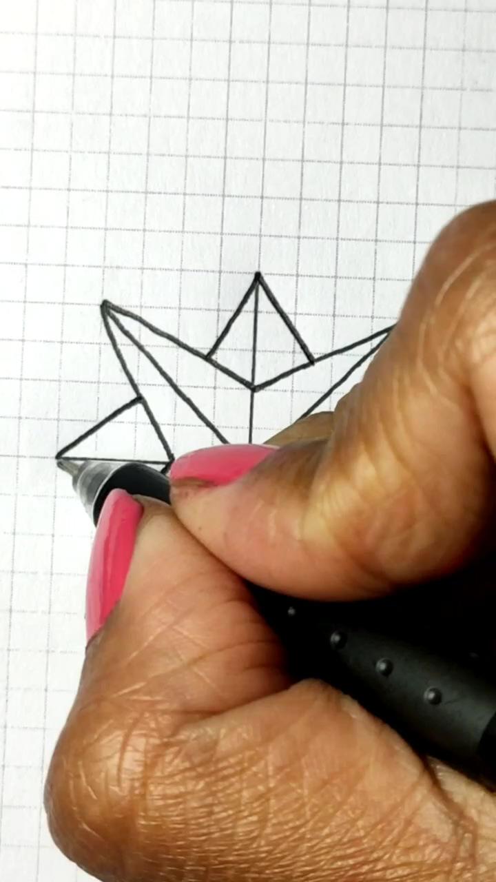 Star drawing by pen , pen art, pencil drawing; 2d dual box art