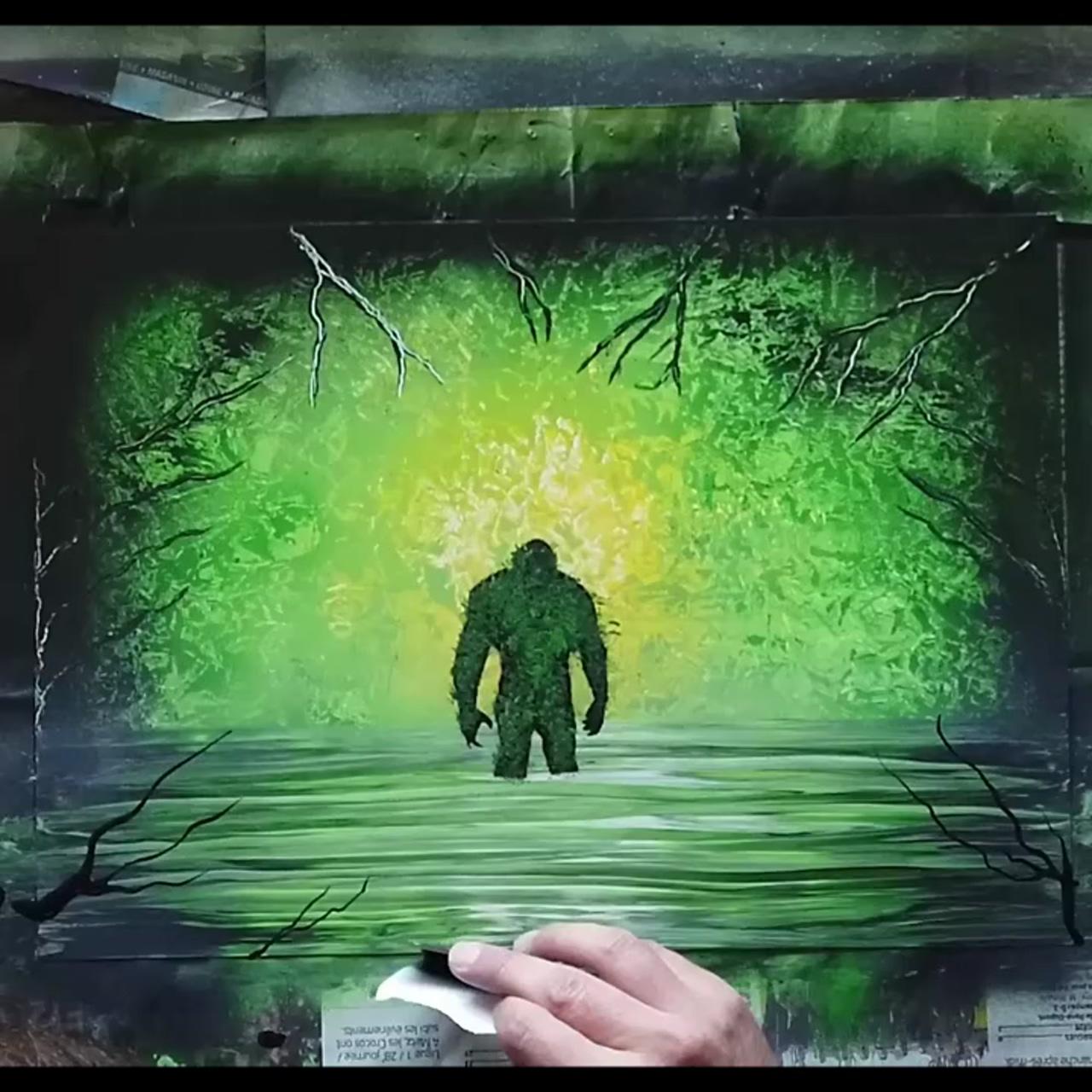 Swamp thing the swamp creature - spray paint art by ucuetis; spray paint art