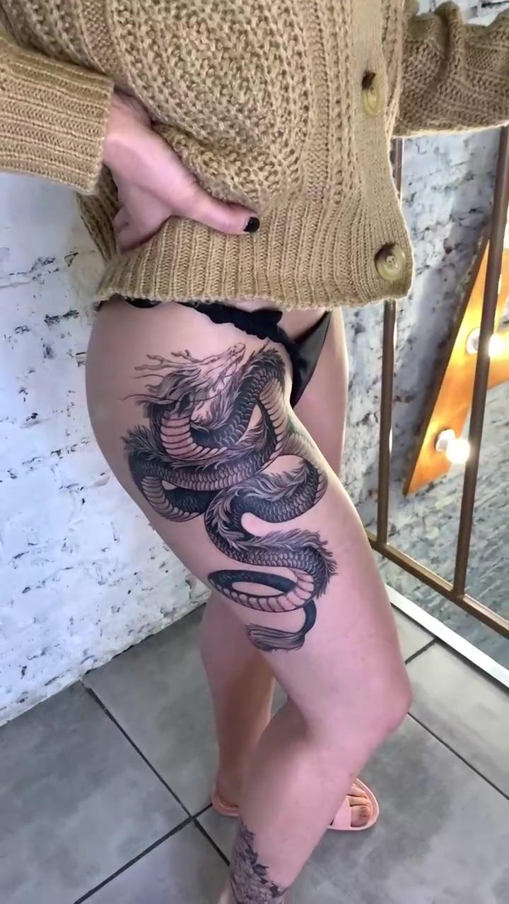 Thigh tattoo; leg tattoo inspiration