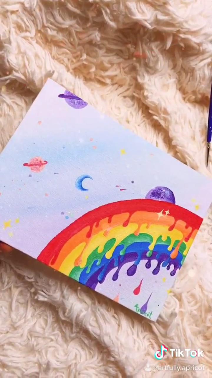 Trippy drippy rainbow; amazing easy painting lifehack 