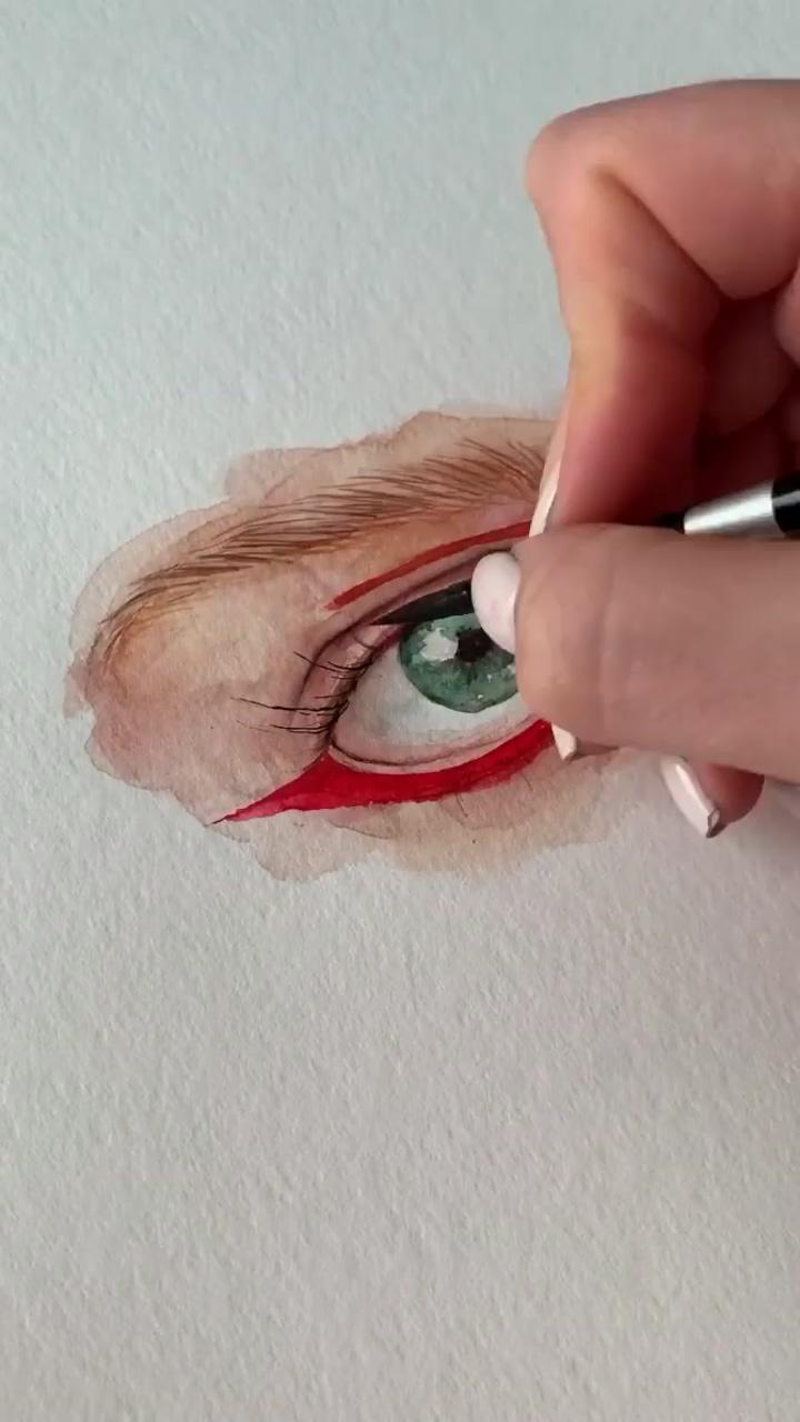 Watercolor eye drawing woman face portrait drawing; female face drawing