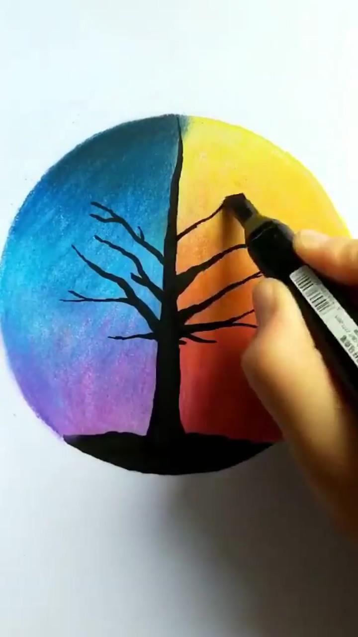 Wax paint day and night effect; creative idea 