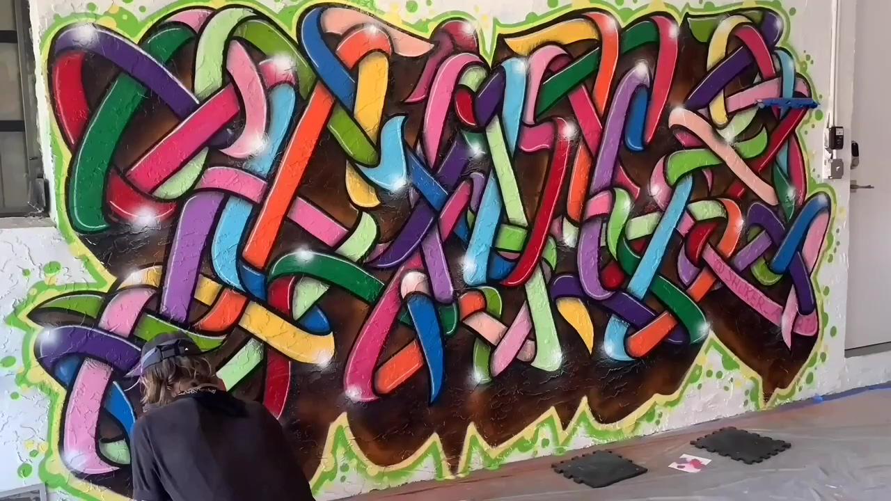 Wildstyle graffiti art wall mural spray paint shoker florida; basketball gym graffiti art wall mural spray paint shoker_art1 florida plantation